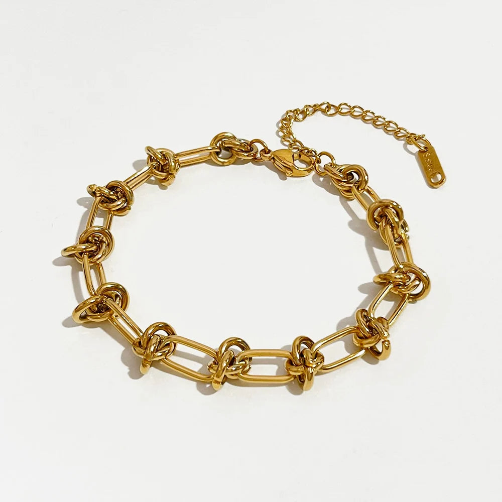Knotted Chain 18K Gold Plated Bracelet