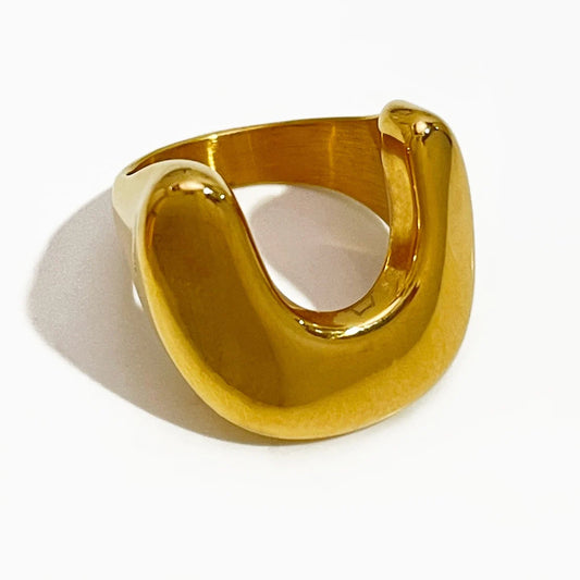 Large Horseshoe 18K Gold Plated Ring