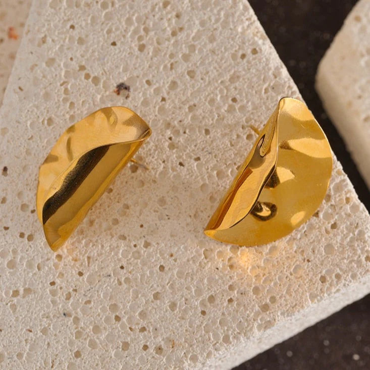 Curled Edge 14K Gold Plated Earrings