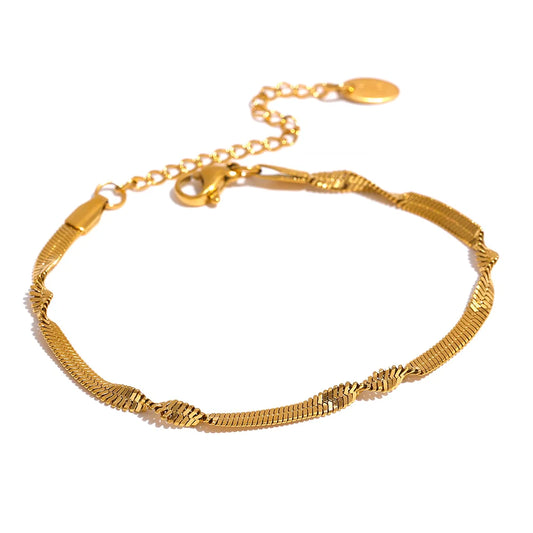 Twisted Snake Chain 18K Gold Plated Bracelet