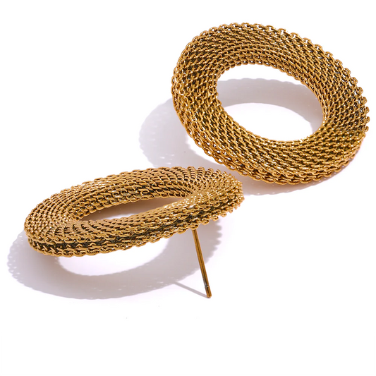 Woven Circle 14K Gold Plated Earrings