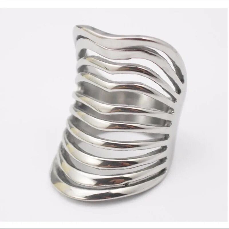 Ten Stripe Silver Ring