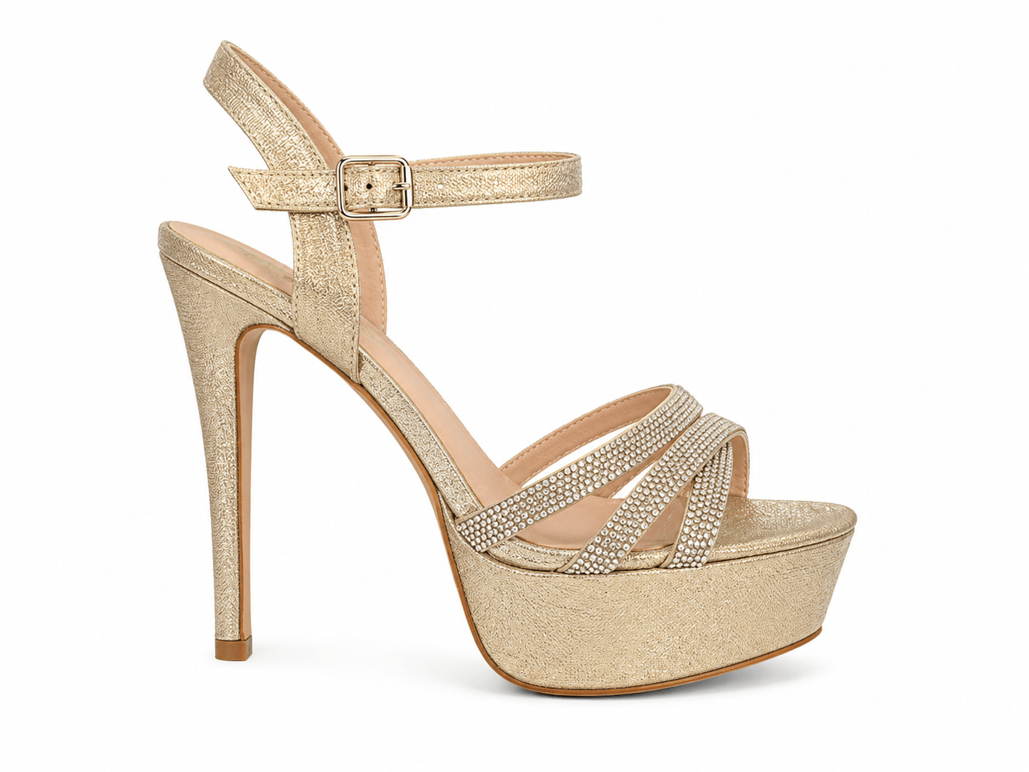 crossover straps Crystal heels gold - Vie Sauvage