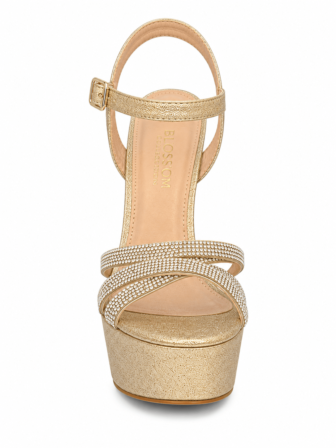 crossover straps Crystal heels gold - Vie Sauvage