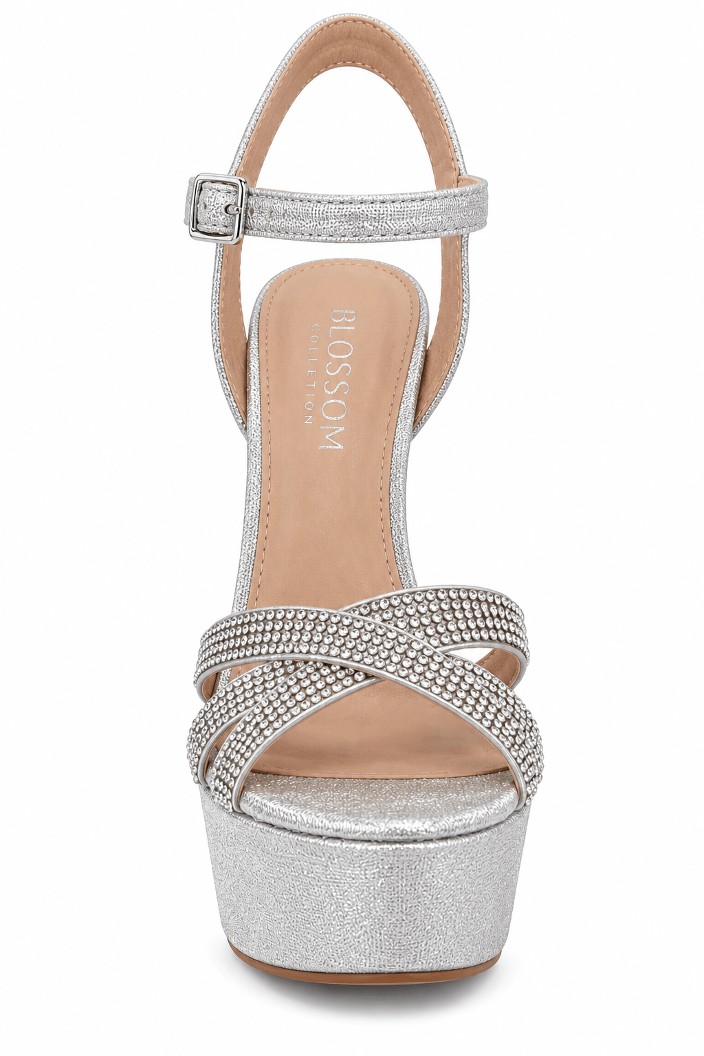 crossover straps Crystal heels silver - Vie Sauvage