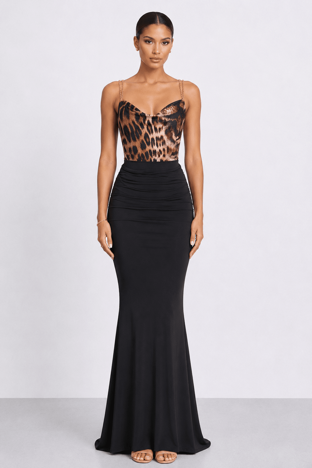 Elena Top | Chain - Strap Ruched Cowl Camisole - Vie Sauvage
