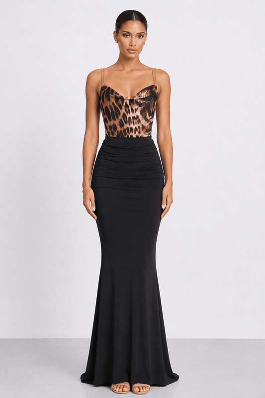 Elena Top | Chain - Strap Ruched Cowl Camisole - Vie Sauvage