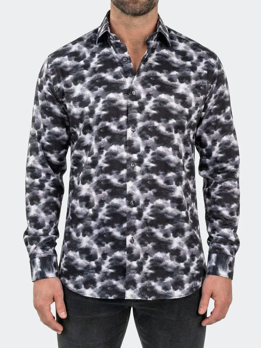 Fibonacci Dress Shirt LS Stretch Unknown3289 Black - Vie Sauvage
