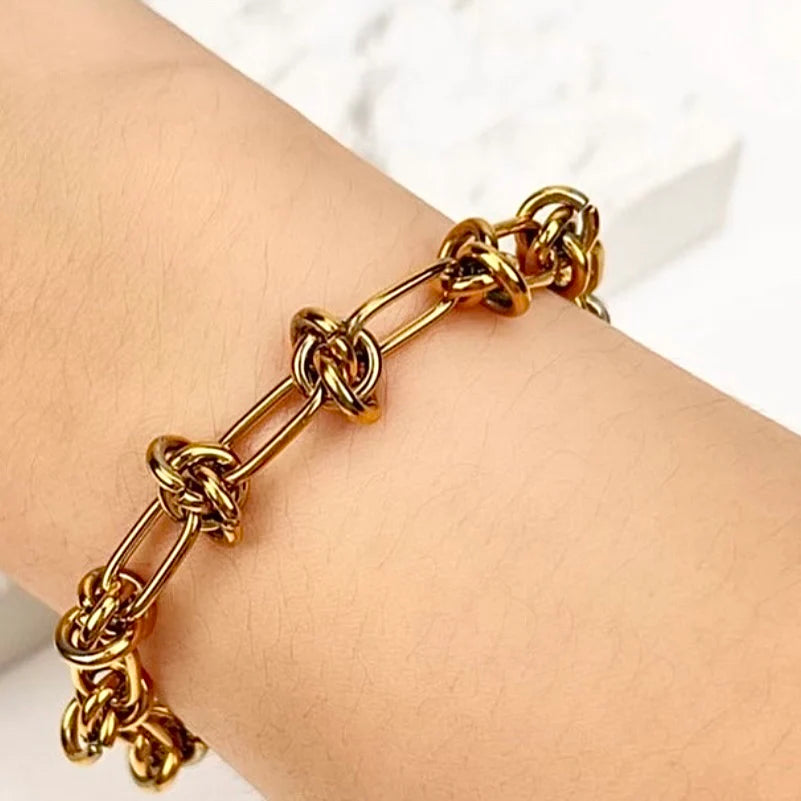 Knotted Chain 18K Gold Plated Bracelet