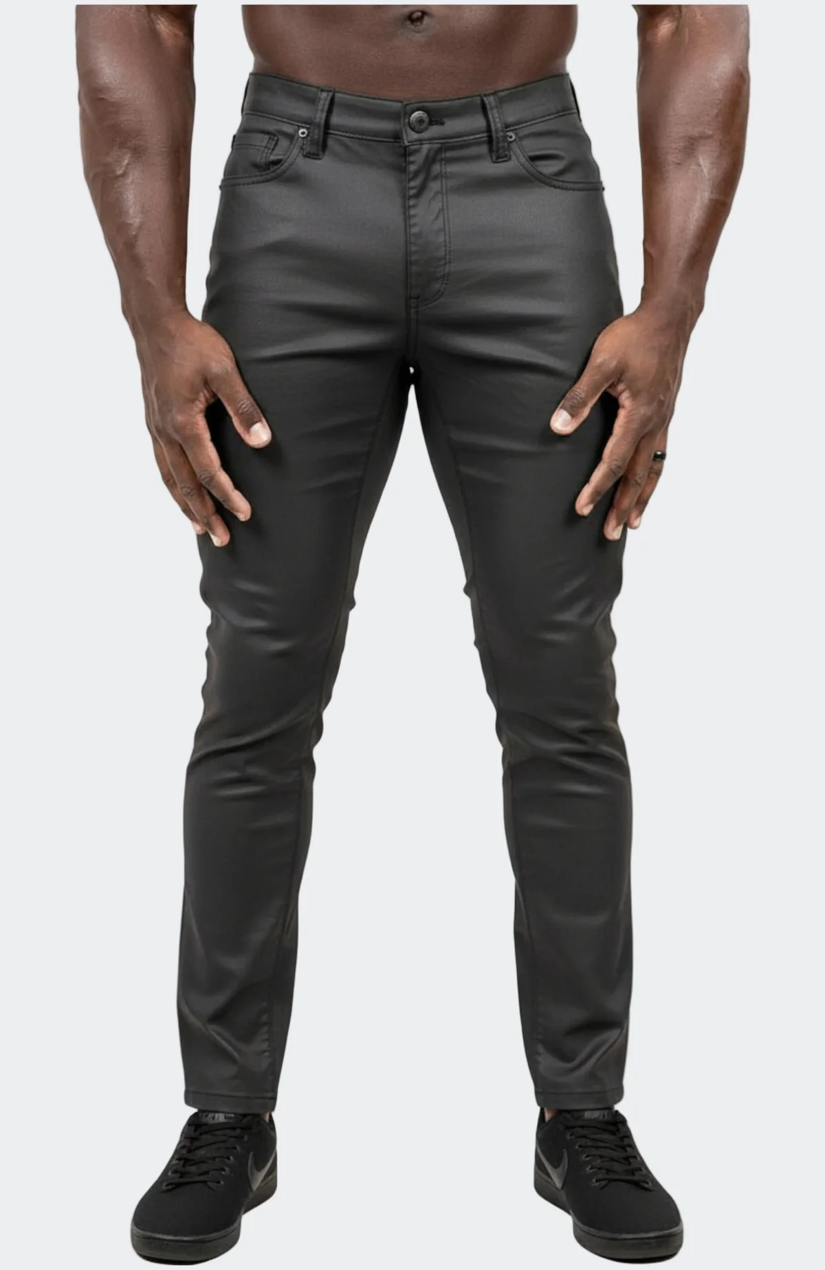 Marthyr015 Coated Dark Grey Jeans