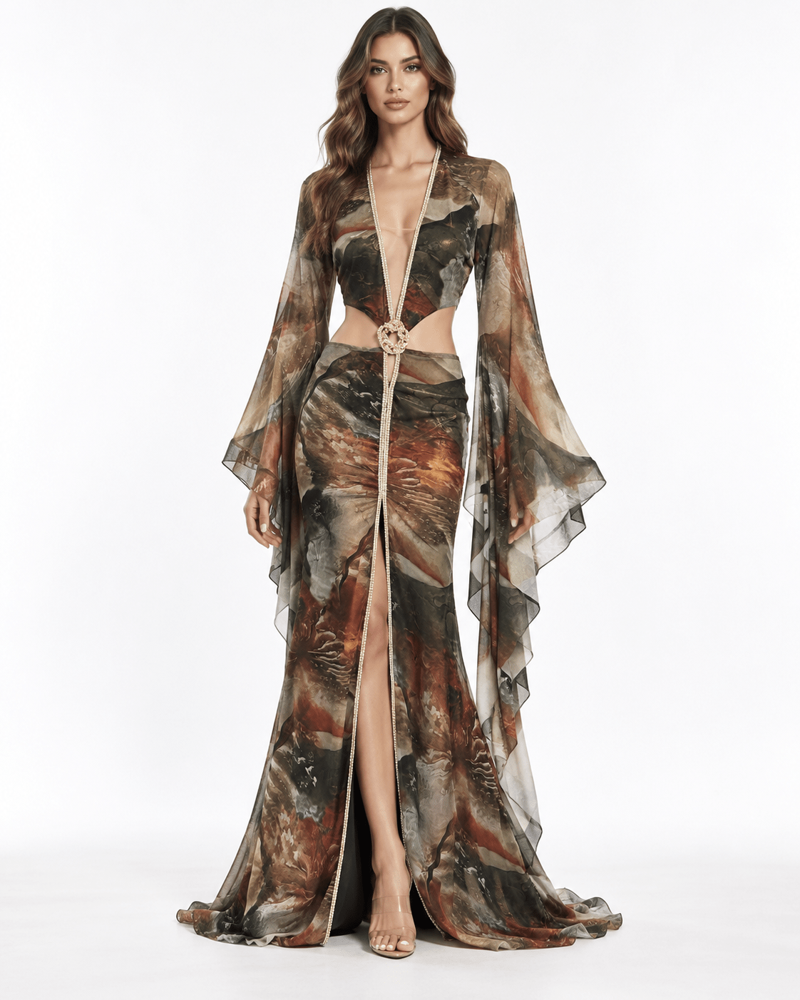 Seraphina Cape Gown | Crystal Dress | Vie Sauvage LV - Vie Sauvage