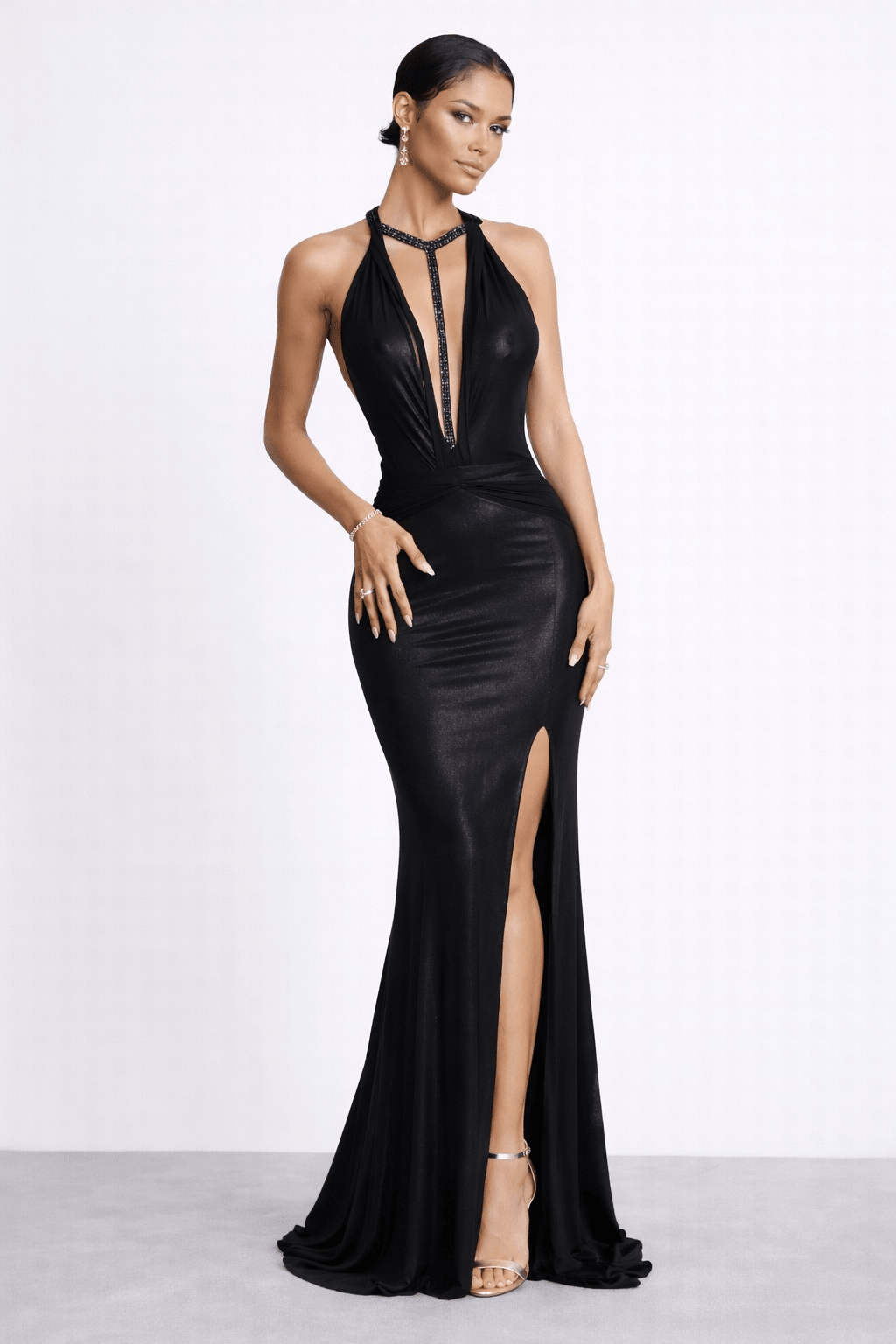 Tiffany Gown | Crystal T - Bar Halter Column | Vie Sauvage LV - Vie Sauvage